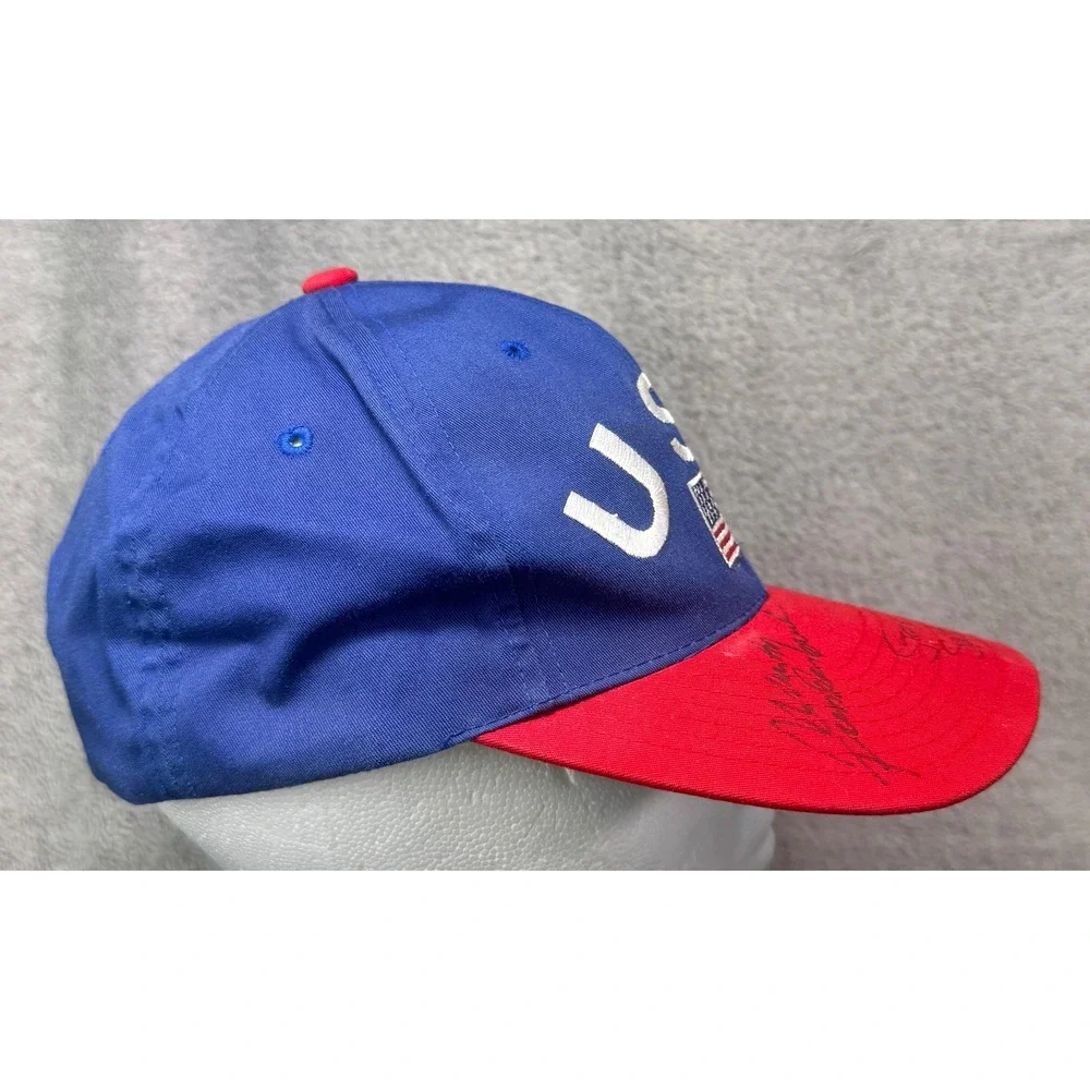ANNCO USA Snapback Hat Mens OSFA Blue Red Vintage Signed Stan Smith Flag Cap
